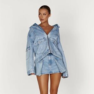 Lylah Denim Pocket Mini Skirt - Mid Blue